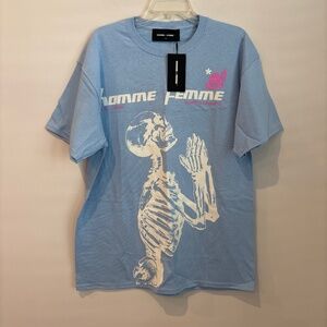 Homme and Femme Light Blue Skeleton Tee mens Large